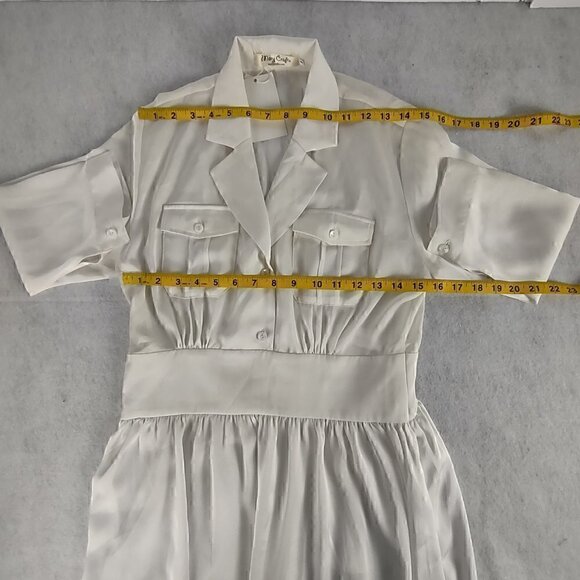 Mary Crafts Women's White A-Line Side Zip Elegant Dress Size 8 (NWT) - Picture 8 of 15